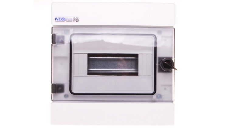 Rozdzielnica hermetyczna RH-8 Elektro-Plast, 8 modułów, IP65, drzwi przezroczyste z tworzywa PC, biała