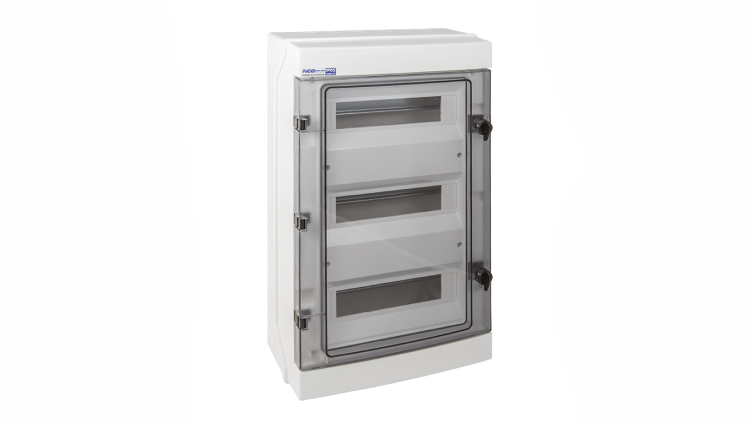 Rozdzielnica hermetyczna RH-36/3 Elektro-Plast, 36 modułów (3×12), IP65, drzwi przezroczyste z tworzywa PC, biała