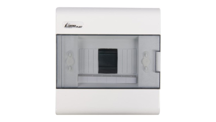 Rozdzielnica SRn-6 Elektro-Plast, 1×6 modułów, IP40, drzwi przezroczyste PC, biała