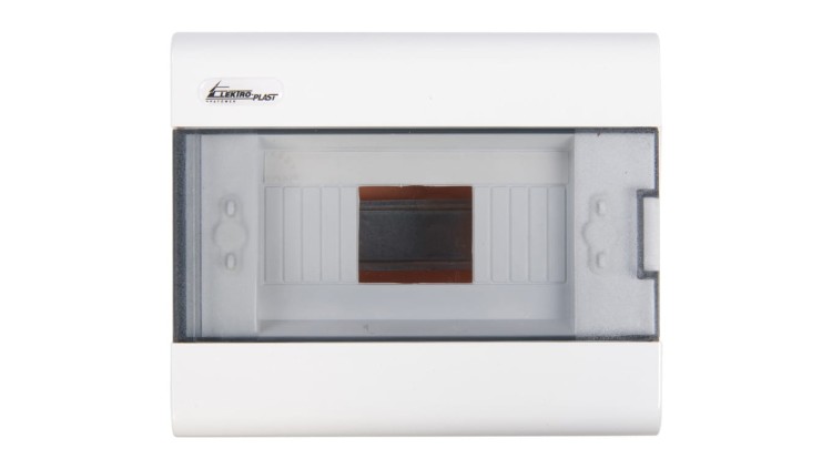 Rozdzielnica SRp-8 Elektro-Plast, 1×8 modułów, IP40, podtynkowa, drzwi przezroczyste PC, biała