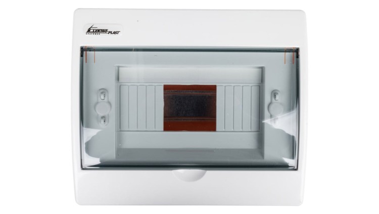 Rozdzielnica RP-8 FALA Elektro-Plast, 1×8 modułów, IP40, podtynkowa, drzwi przezroczyste PC, biała