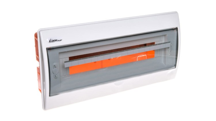 Rozdzielnica RP-18 FALA Elektro-Plast, 18 modułów, IP40, podtynkowa, drzwi przezroczyste PC, biała