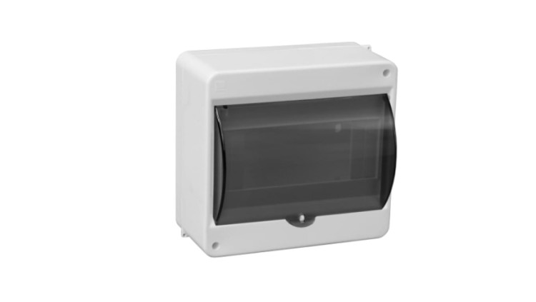 Rozdzielnica Pawbol S-8 1×8, IP40, szybka dymna PC, natynkowa, wymiary 83×165×140 mm