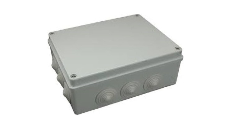 Puszka hermetyczna Pawbol S-BOX 506, IP65, 240×190×90 mm, szara, z 12 dławnicami