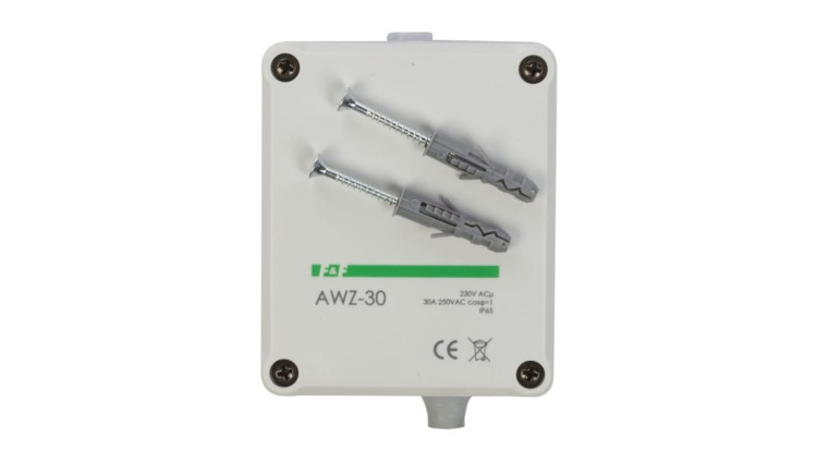Automat zmierzchowy F&F AWZ-30 zewnętrzny 30 A 230 V AC, obudowa hermetyczna IP65, regulacja 2–1000 lx