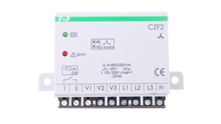 Przekaźnik zaniku i asymetrii faz F&F CZF-2 na szynę DIN