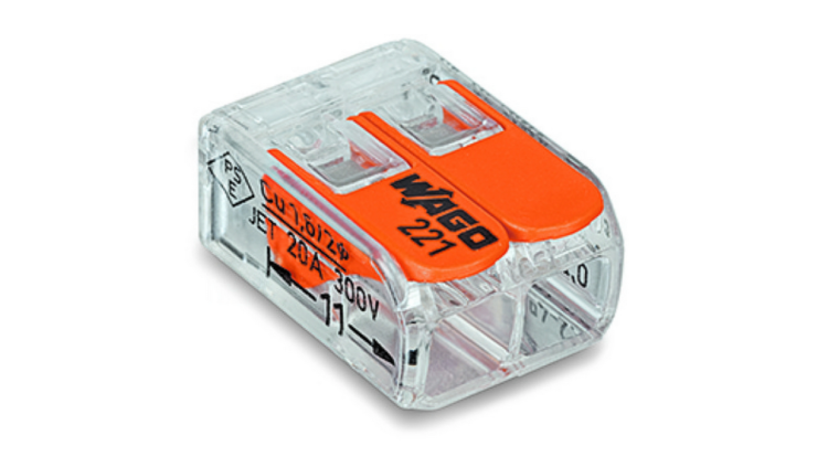 WAGO 221-412 – szybkozłączka 2-torowa 0,2–4 mm² COMPACT z dźwignią