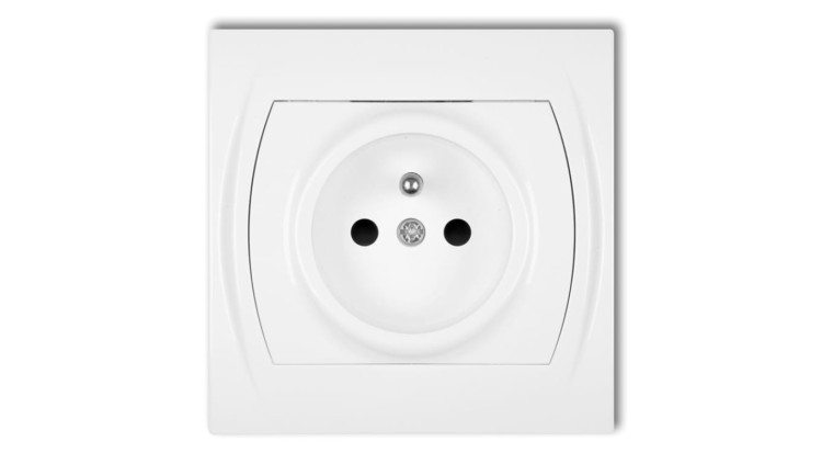 Karlik LOGO LGP-1zp – gniazdo pojedyncze z uziemieniem, białe, IP20, 16 A