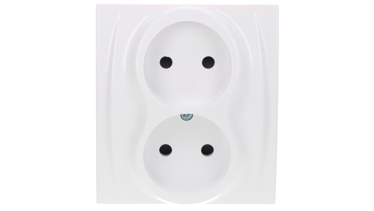Karlik LOGO LGP-2p – gniazdo podwójne b/u, białe, IP20, 16 A