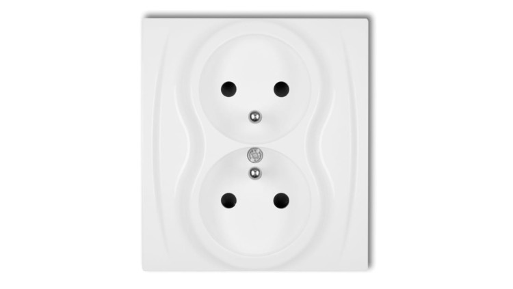 Karlik LOGO LGP-2zp – gniazdo podwójne z uziemieniem, białe, IP20, 16 A