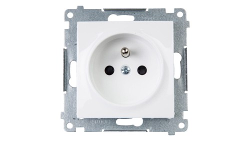 Gniazdo pojedyncze z uziemieniem Simon 54 DGZ1Z.01/11, 16A 250V, białe, podtynkowe, IP20 – widok główny