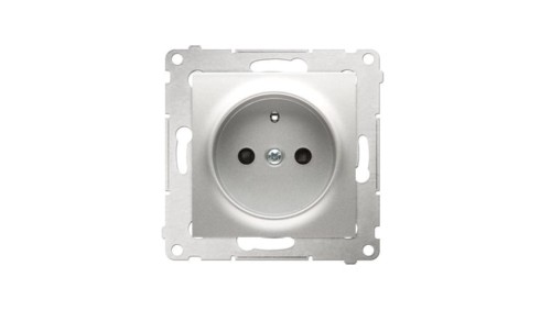 Gniazdo pojedyncze z uziemieniem Simon 54 DGZ1Z.01/43, 16A 250V, srebrny mat, podtynkowe, IP20 – widok główny