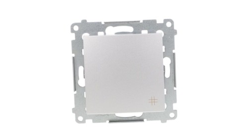 Łącznik krzyżowy Simon 54 DW7.01/43, pojedynczy, 10AX 250V, szybkozłącza, srebrny mat, podtynkowy, IP20 – widok główny