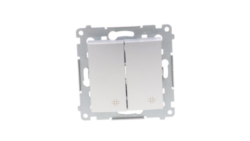 Łącznik krzyżowy podwójny Simon 54 DW7/2.01/43, 10AX 250V, srebrny mat, podtynkowy, IP20 – widok główny
