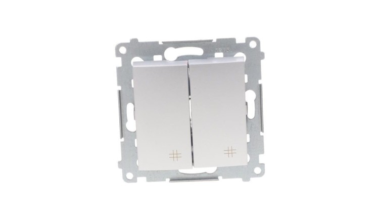 Łącznik krzyżowy podwójny Simon 54 DW7/2.01/43, 10AX 250V, srebrny mat, podtynkowy, IP20 – widok główny