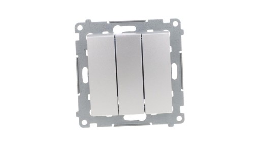 Łącznik potrójny jednobiegunowy Simon 54 DW31.01/43, 10AX 250V, srebrny mat, podtynkowy, IP20 – widok główny
