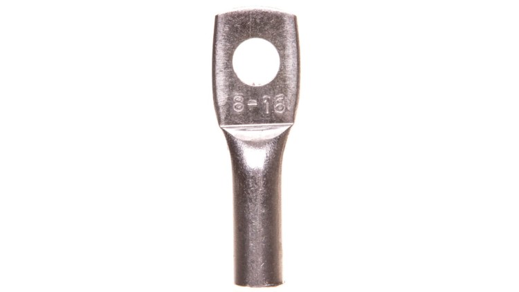 Końcówka oczkowa aluminiowa Erko ARC 8–16 (ARC_16/1), 16 mm², M8, do zaprasowywania.