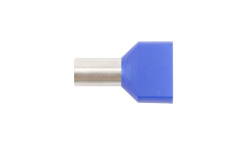 Końcówka kablowa tulejkowa podwójna Ergom HI 2×16/14 DIN niebieska, 2×16 mm², izolowana, długość tulejki 14 mm – widok produktu