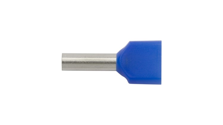 Końcówka kablowa tulejkowa podwójna Ergom HI 2×2,5/10 niebieska, 2×2,5 mm², izolowana, długość tulejki 10 mm – widok produktu