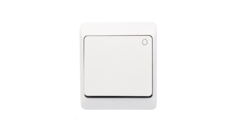 Przycisk podświetlany Hermes ŁNT-1S 0336-02 biały RAL 9003 IP44 10AX 250V „światło” ikona światła
