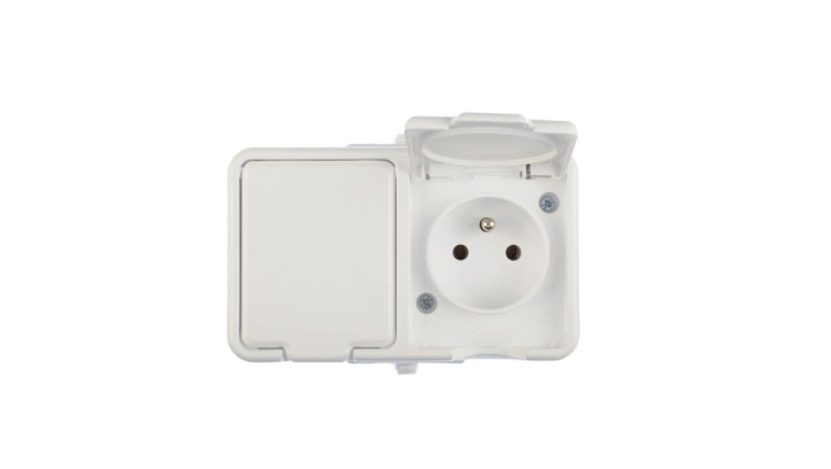 Gniazdo podwójne Schneider Electric Cedar NT230H01 hermetyczne IP44 16A biały