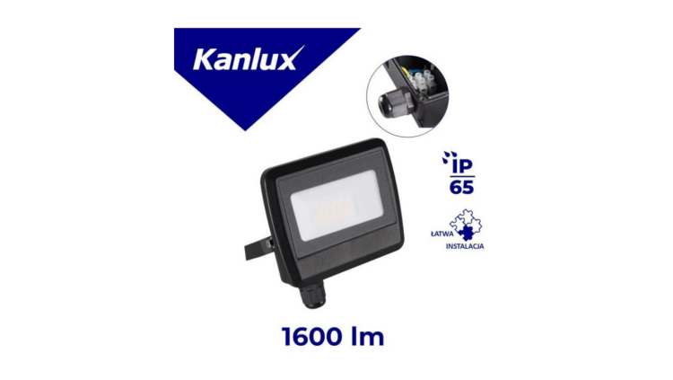 Naświetlacz LED Kanlux ANTEM 20W 33201, 1600lm, 4000K, IP65, czarny – widok produktu.