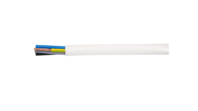 przewód H05VV-F (OWY) 5×0,75 żo biały 300/500 V – PVC/PVC, krążek 100 m