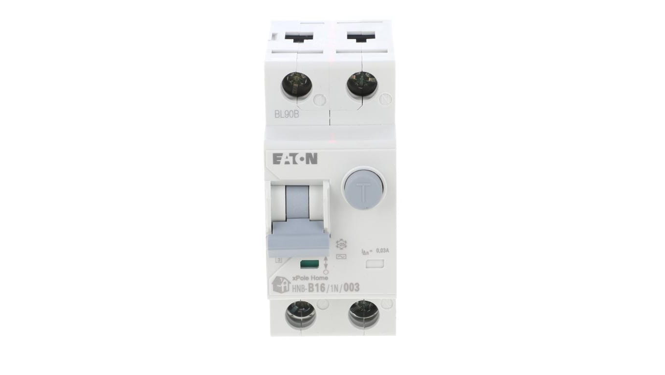 RCBO Eaton 2P 16A B 30mA – widok z przodu