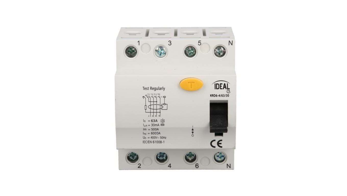 Widok RCD KRD6-4/63/30 w wersji 4P 63A.