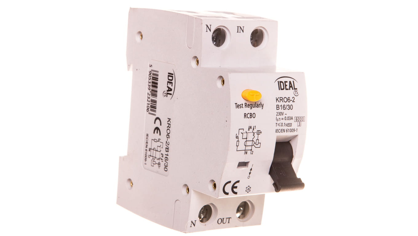 Widok RCBO KRO6-2/B16/30 w wersji 2P 16A.