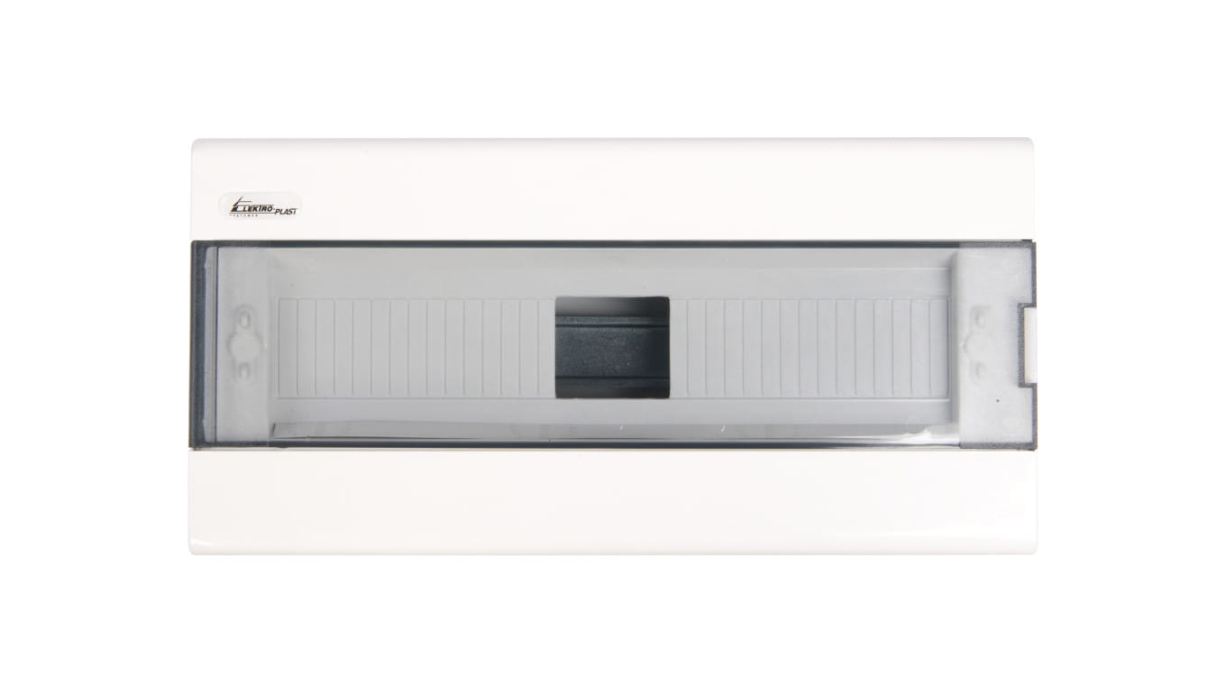 Widok z przodu natynkowej rozdzielnicy SRn-18, 1×18 modułów, IP40