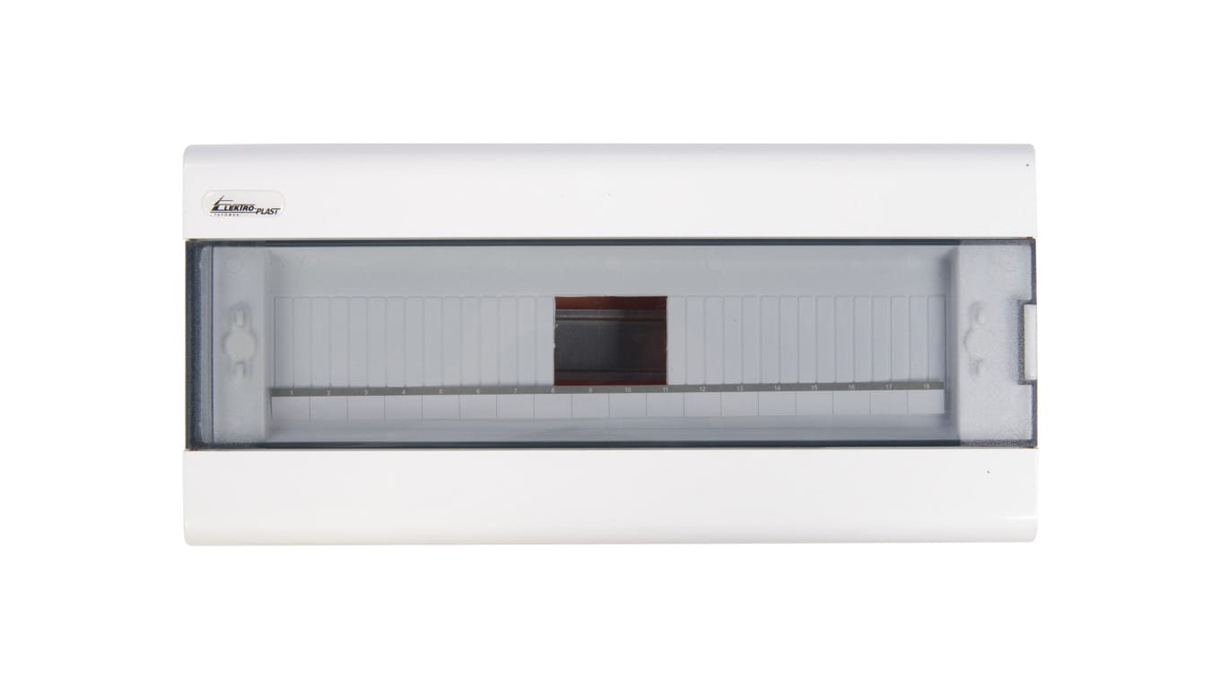 Widok z przodu podtynkowej rozdzielnicy SRp-18, 1×18 modułów, IP40