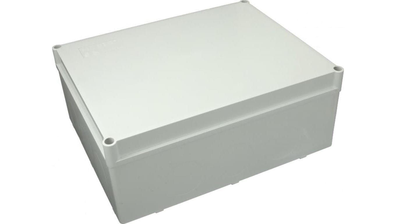 Widok z przodu puszki hermetycznej S-BOX 616, 300×220×120 mm, szara