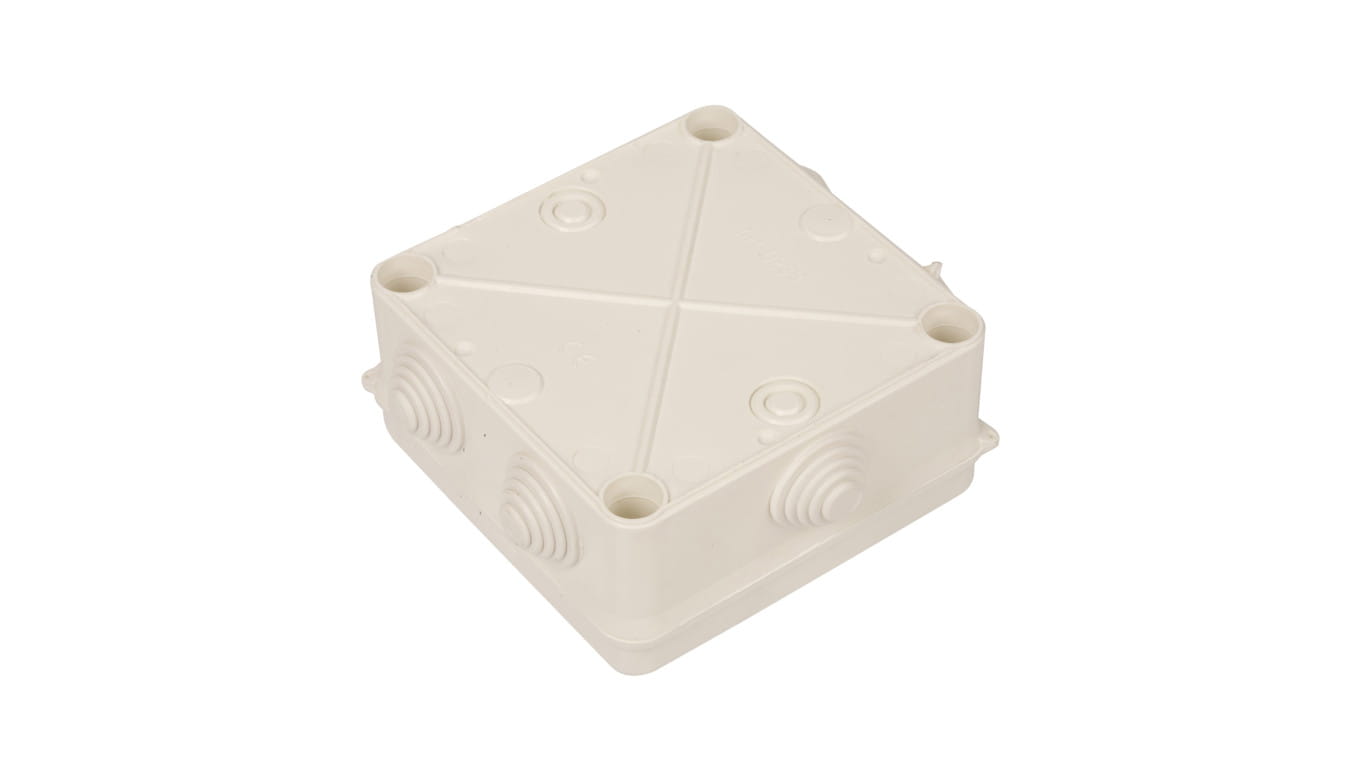 Biała puszka hermetyczna kwadratowa 135×135×65 mm z pokrywą na zatrzaski.