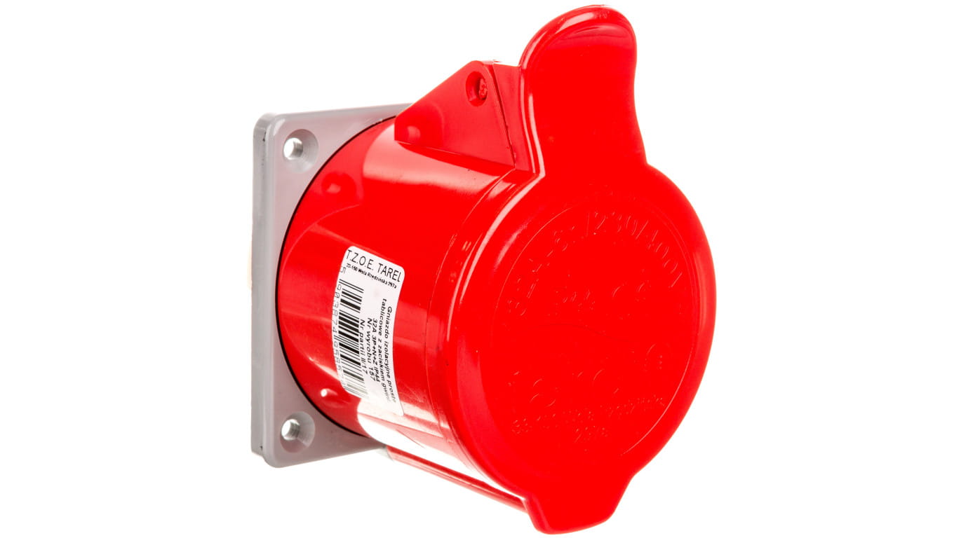 Zdjęcie czerwonego gniazda tablicowego Tarel 32A 400V 5P IP44.