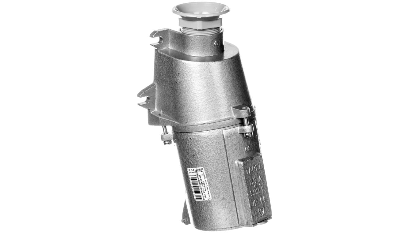 Zdjęcie gniazda metalowego stałego Tarel 63 A 500 V 4P, obudowa w kolorze metalicznym.