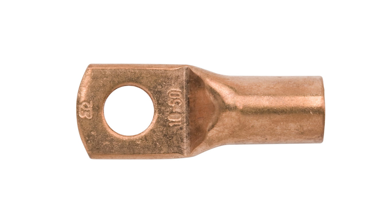 Końcówka oczkowa Ergom KM 50/10 – widok z przodu, otwór oczka 10 mm.