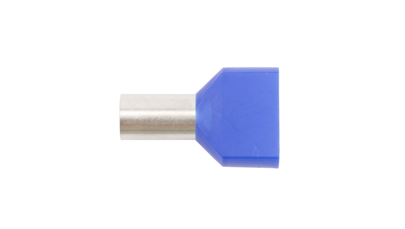 Końcówka kablowa tulejkowa podwójna niebieska 2×16 mm² – widok z przodu