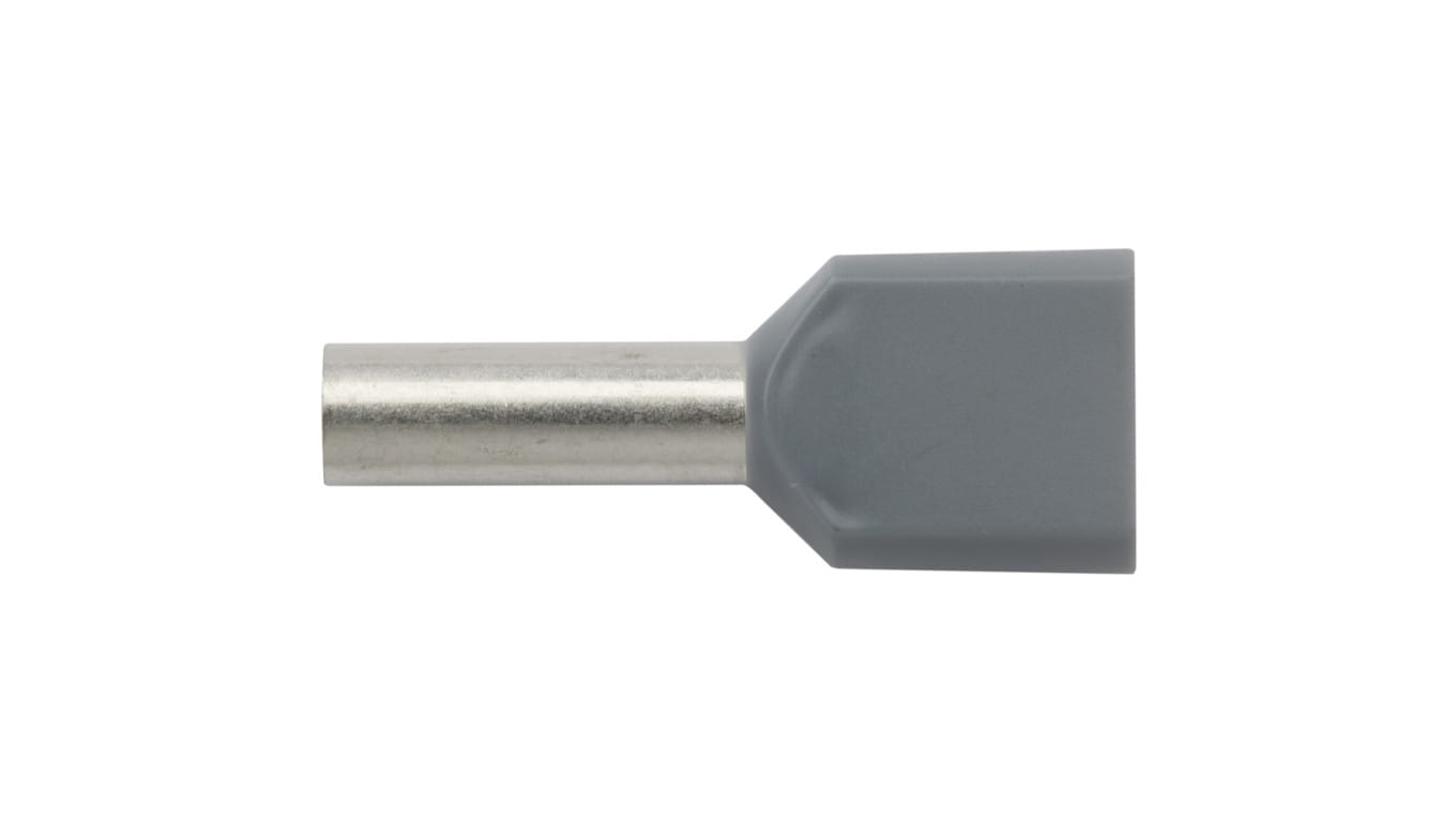 Końcówka kablowa tulejkowa podwójna szara 2×4 mm² – widok z przodu