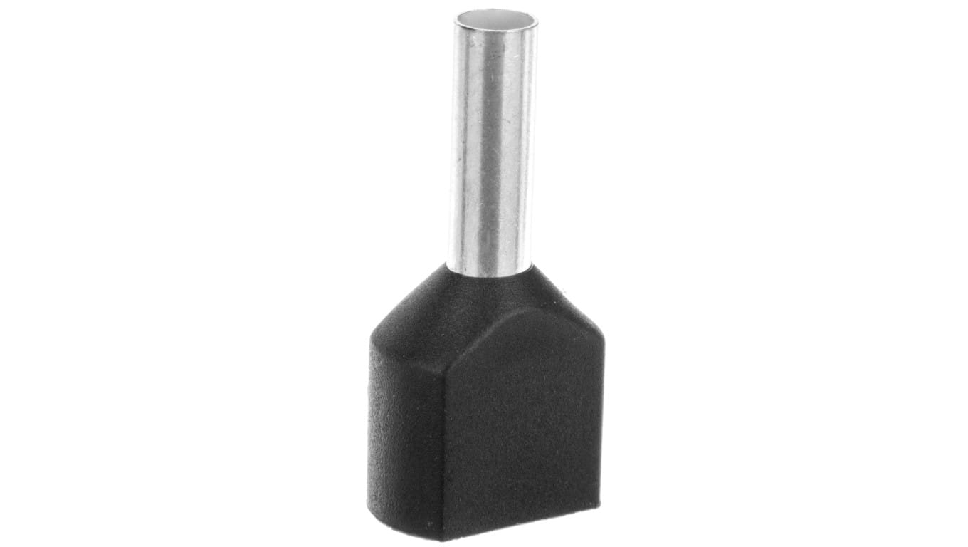 Końcówka kablowa tulejkowa podwójna czarna 2×1,5 mm² – widok z przodu