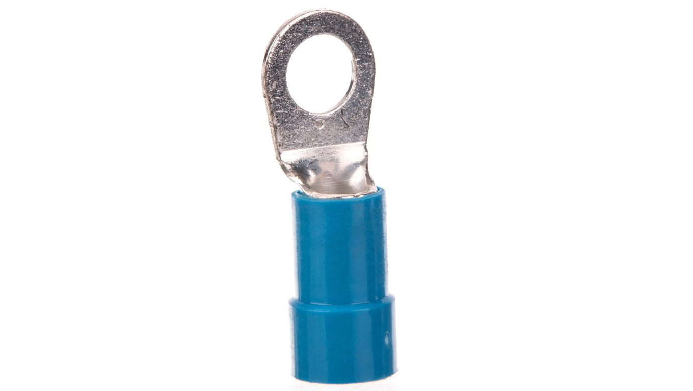 Końcówka kablowa oczkowa niebieska 16 mm², oczko 8 mm – widok z przodu