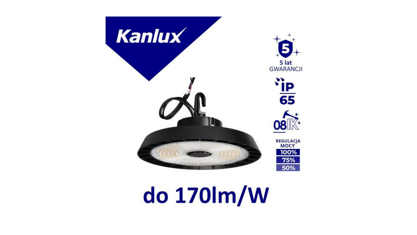 Szara oprawa LED high-bay Kanlux HB PRO STRONG 200W-NW – widok z przodu