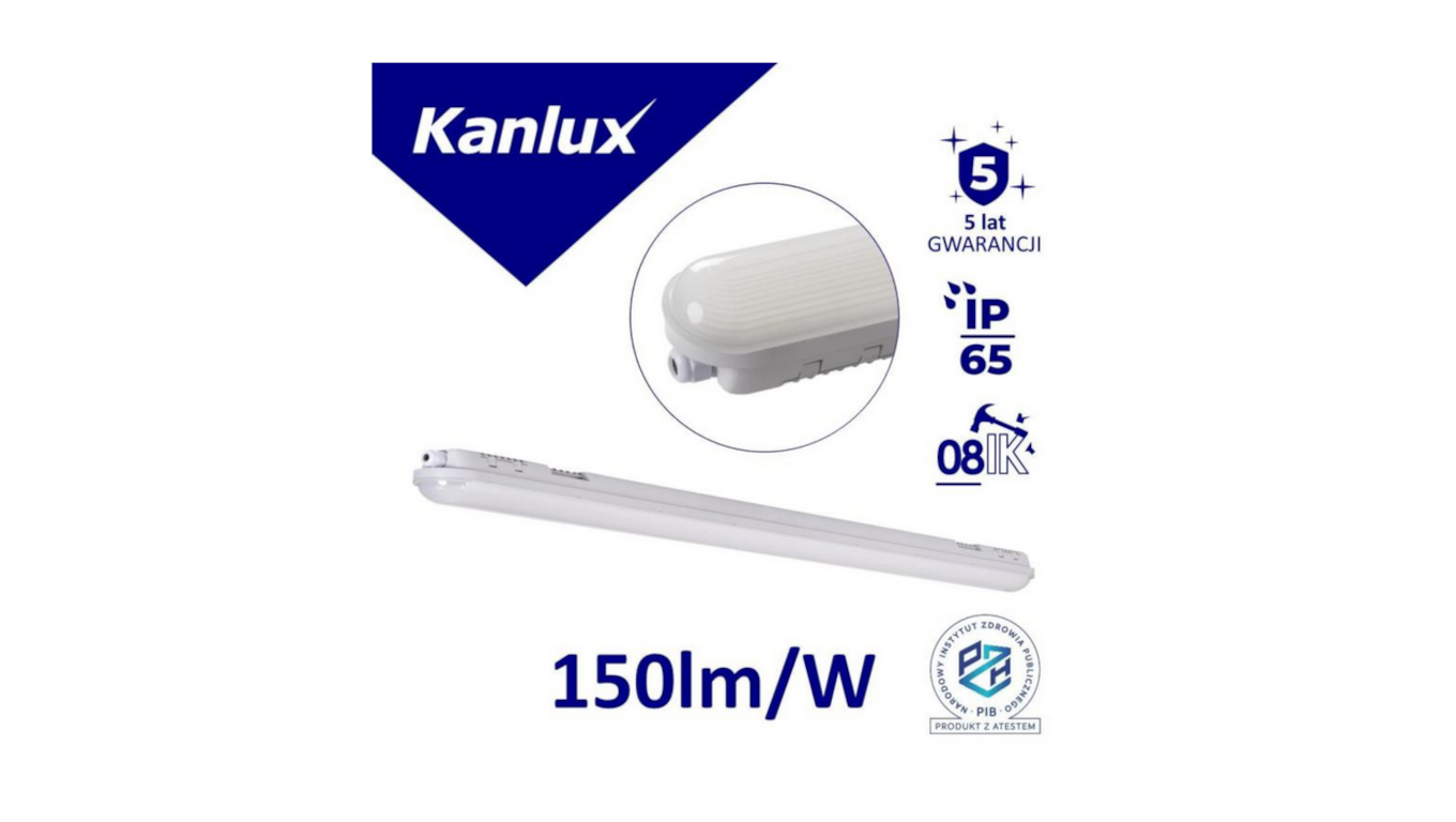 Szara oprawa hermetyczna Kanlux MAH LED HI 26W-NW RYF – widok z przodu