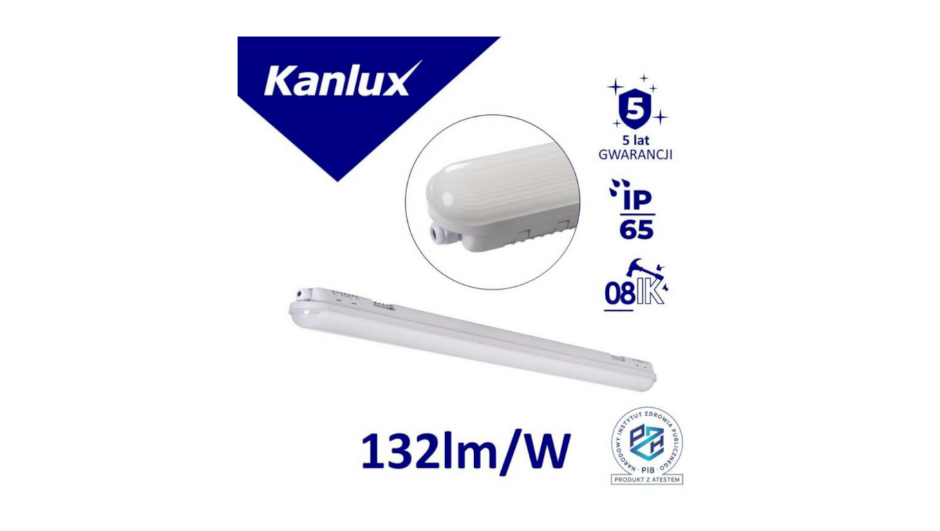 Szara oprawa hermetyczna Kanlux MAH LED HI 38W-NW RYF – widok z przodu
