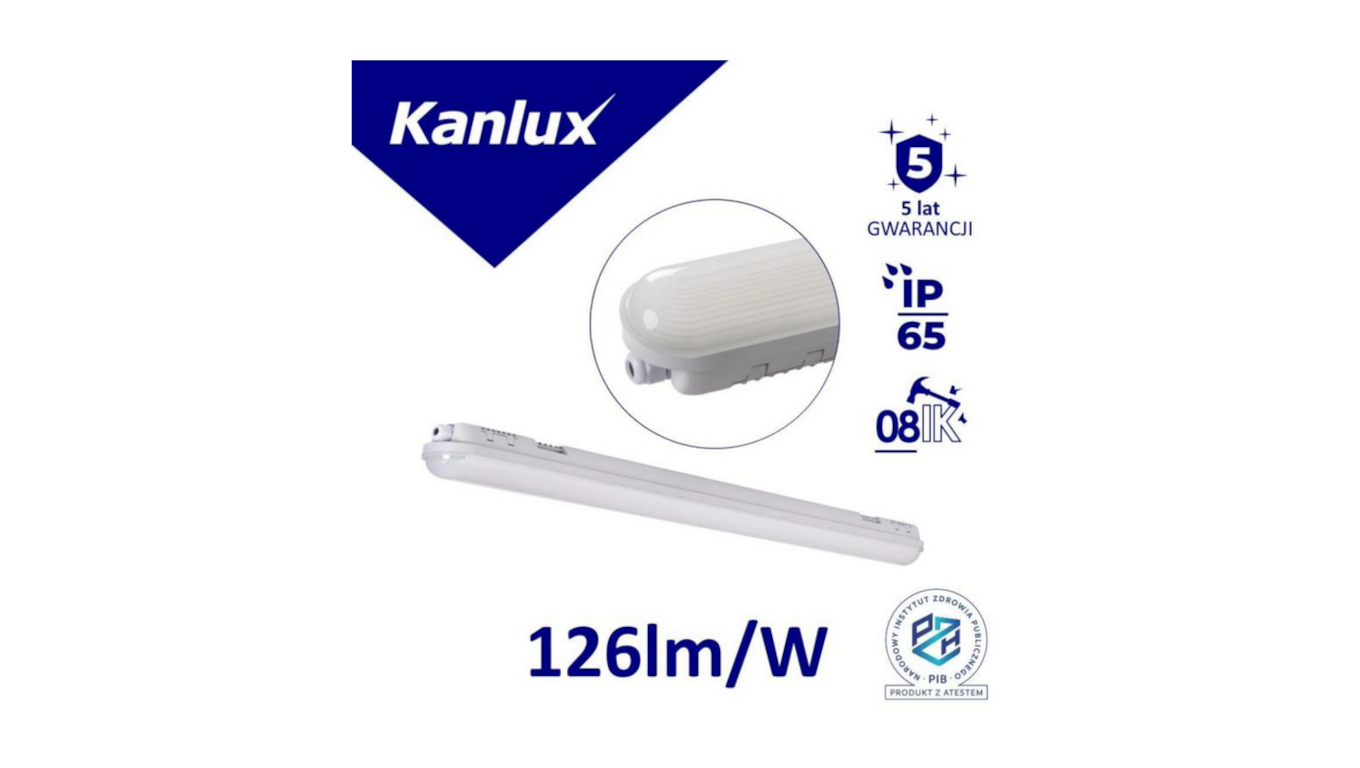 Szara oprawa hermetyczna Kanlux MAH LED HI 19W-NW RYF – widok z przodu